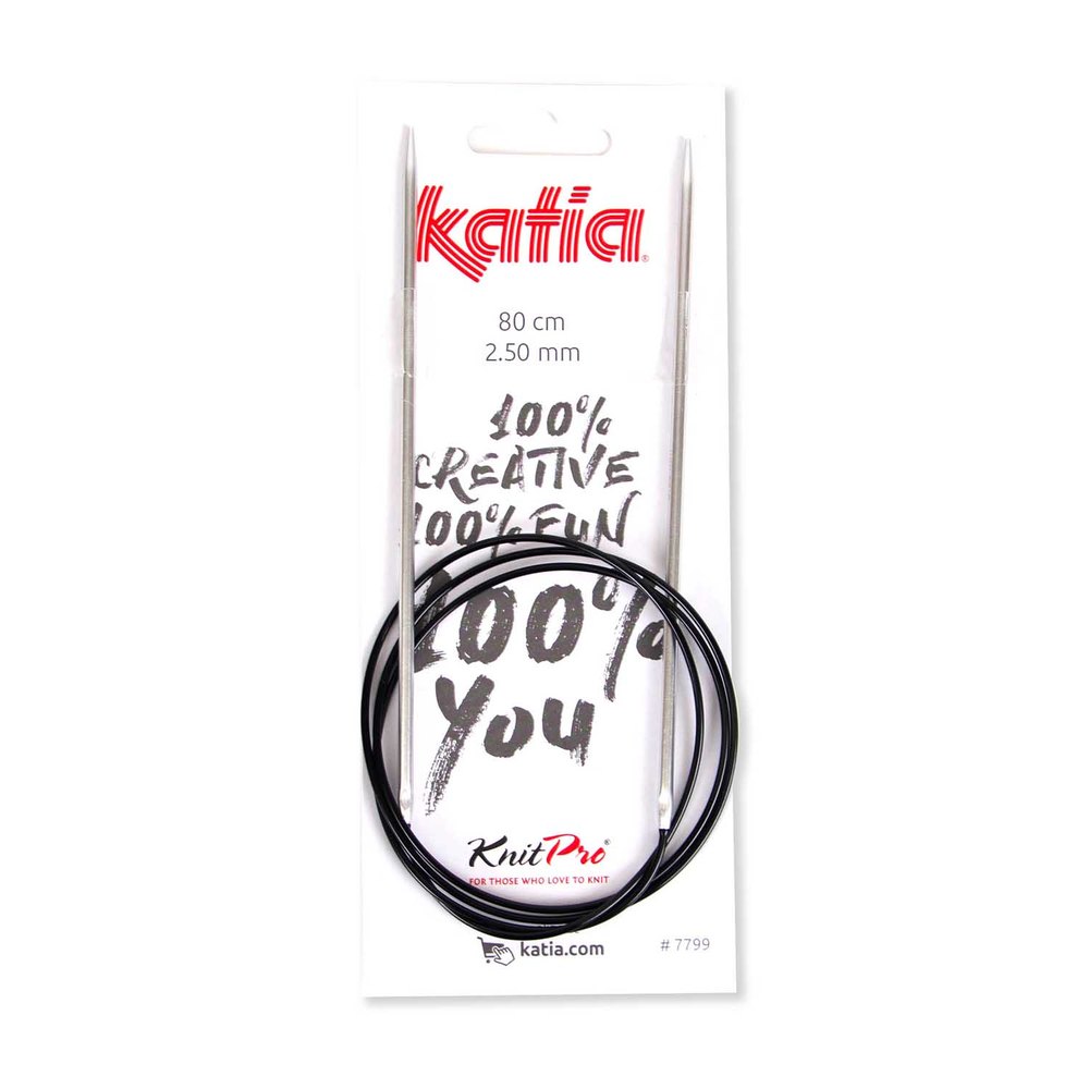 Agujas circulares de aluminio con cable fijo 2,5 mm - 80 cm de Katia