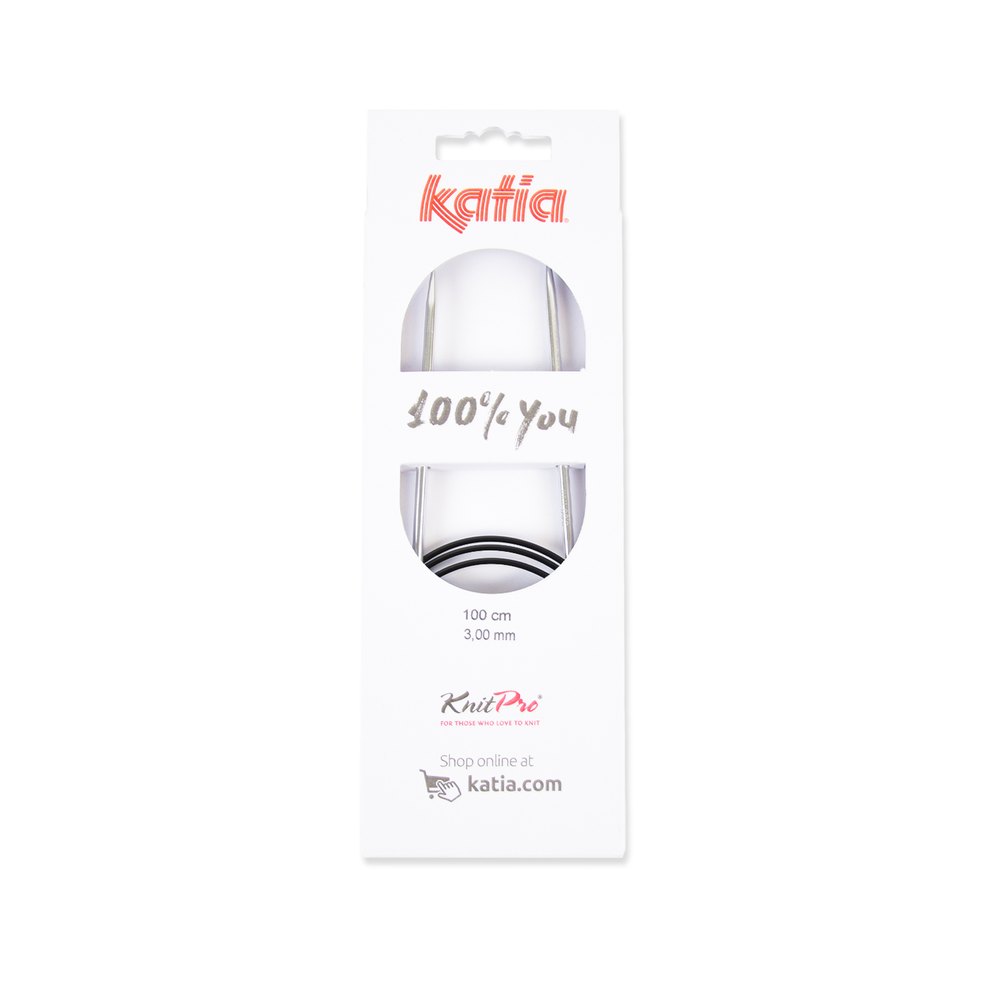 Agujas circulares de aluminio con cable fijo 3 mm - 100 cm de Katia